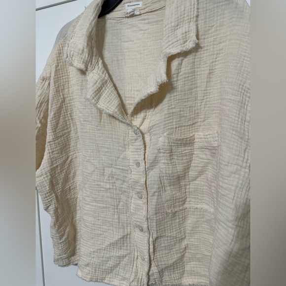 Aerie Cream Boxy Button Down Shirt - Picture 4 of 4